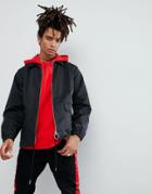 Sixth June Windbreaker Jacket In Black With Backprint - Black