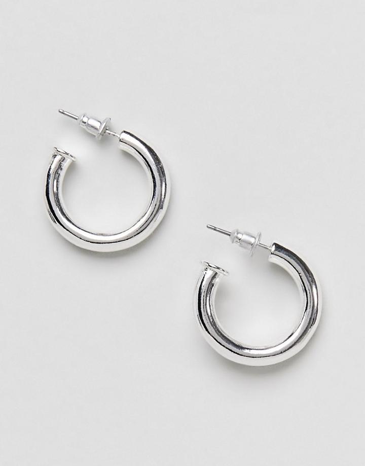 Asos Design Chunky Hoop Earrings In Silver - Silver
