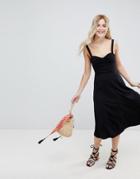Asos Midi Cotton Sundress With Cups - Black