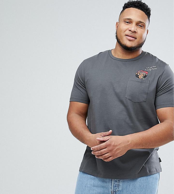 Jack & Jones Originals Plus T-shirt With Pocket Print - Black