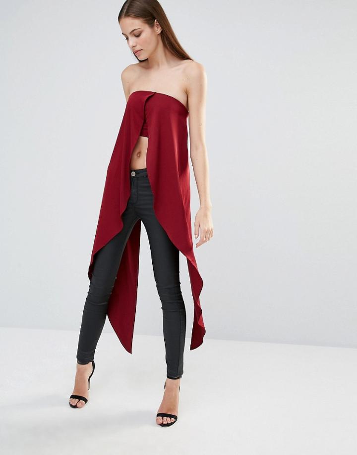 Lavish Alice Maxi Cape Crop Top - Red