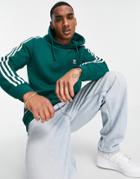 Adidas Originals Adicolor Three Stripe Hoodie In Collegiate Green