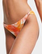 Figleaves Manila Bikini Bottoms In Coral Palm-orange