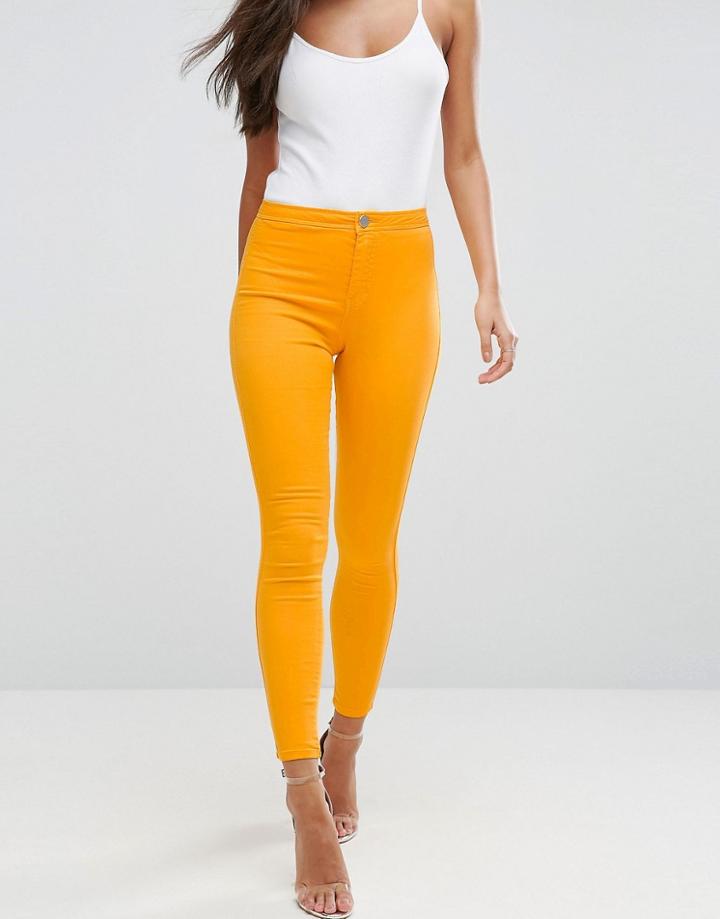 Asos Rivington High Waist Denim Jeggings In Marigold Yellow - Orange