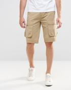 Asos Short In Longer Length With Cargo Pocket In Stone - Stone