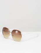 Asos Oversized 70s Sunglasses With White Corner Detail - White