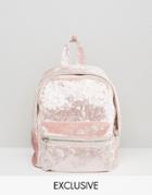 Skinnydip Exclusive Velvet Backpack With Faux Fur Contrast Pocket - Pi