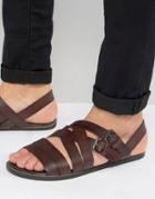 Asos Sandals In Burgundy Leather With Buckles - Red