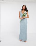 Beauut Embellished Sleek Maxi Dress In Pale Blue-blues