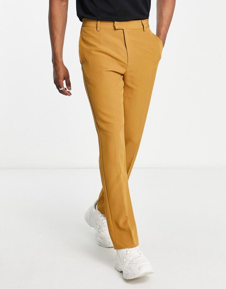 Mennace Straight Leg Suit Pants In Dark Yellow