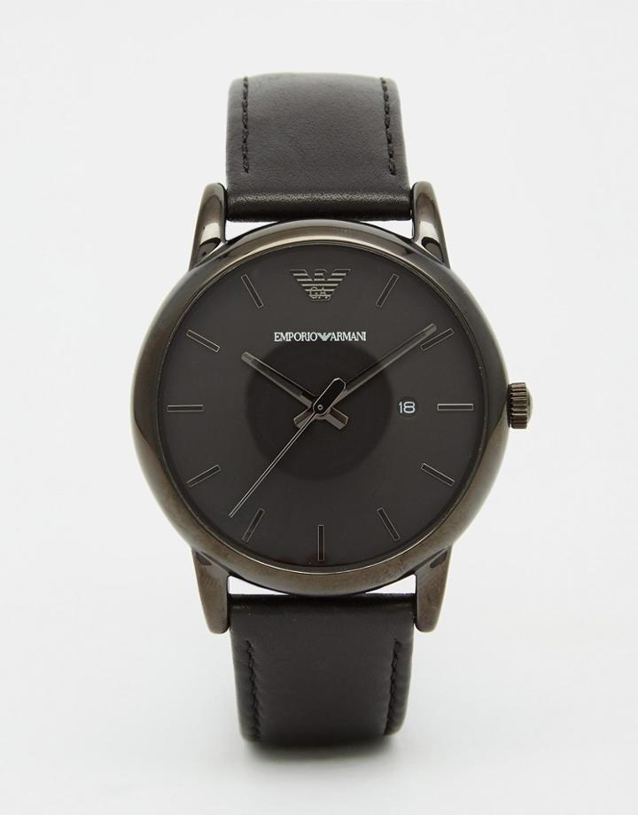 Emporio Armani Leather Watch In Black Ar1732 - Black