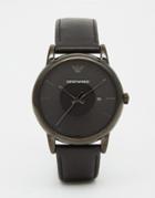 Emporio Armani Leather Watch In Black Ar1732 - Black