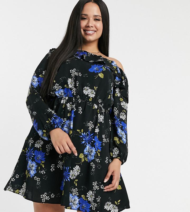 Simply Be Cold Shoulder Dress In Floral-multi