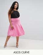Asos Curve Prom Skirt With High Waist In Scuba - Pink