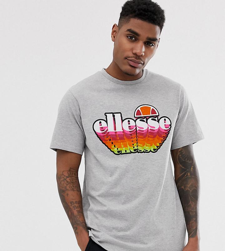 Ellesse Diego Neon Fade Logo T-shirt In Gray Exclusive At Asos - Gray