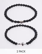 Simon Carter Onyx Cross Bracelet In 2 Pack - Black