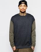 Asos Oversized Sweatshirt With Contrast Sleeves - Gray