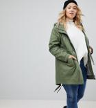 Asos Curve Summer Parka With Jersey Lining - Green