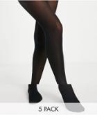 New Look 5 Pack 70 Denier Opaque Tights In Black