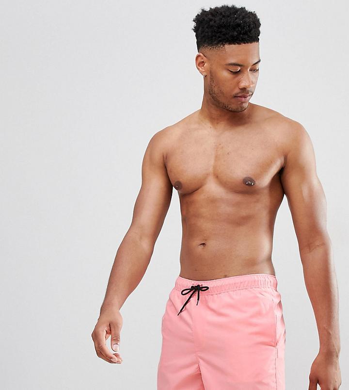 Asos Design Tall Swim Shorts In Pink In Short Length - Pink