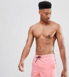 Asos Design Tall Swim Shorts In Pink In Short Length - Pink