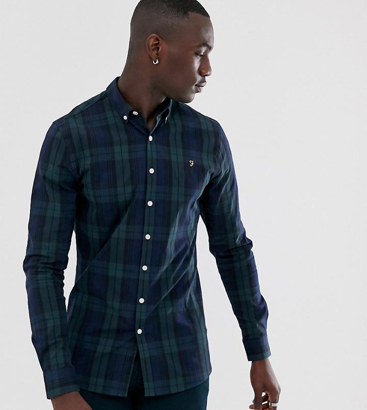 Farah Brewer Slim Fit Plaid Shirt In Green