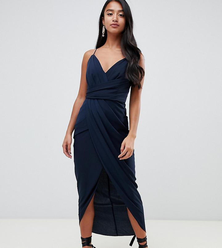 Forever New Petite Wrap Maxi Dress In Navy - Navy