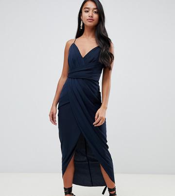 Forever New Petite Wrap Maxi Dress In Navy - Navy