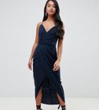 Forever New Petite Wrap Maxi Dress In Navy - Navy