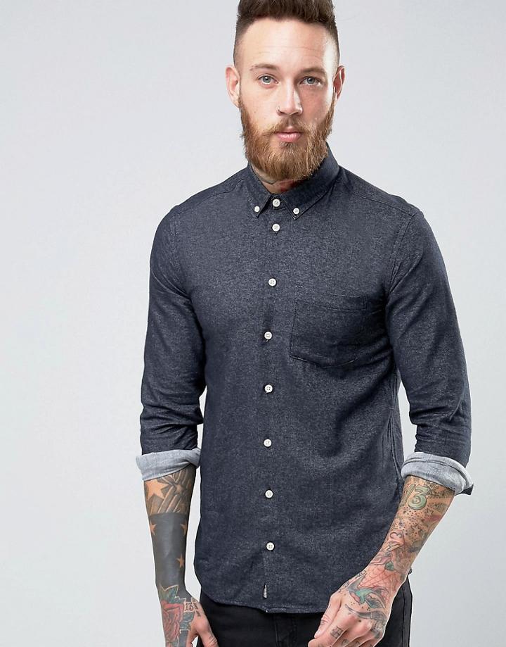 Minimum Fleck Shirt In Slim Fit In Black - Black