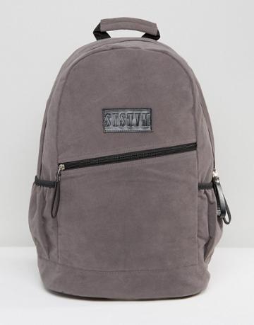 Systvm Backpack In Gray Faux Suede - Gray