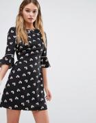 Oasis Clover Print Dress With Peter Pan Collar - Multi