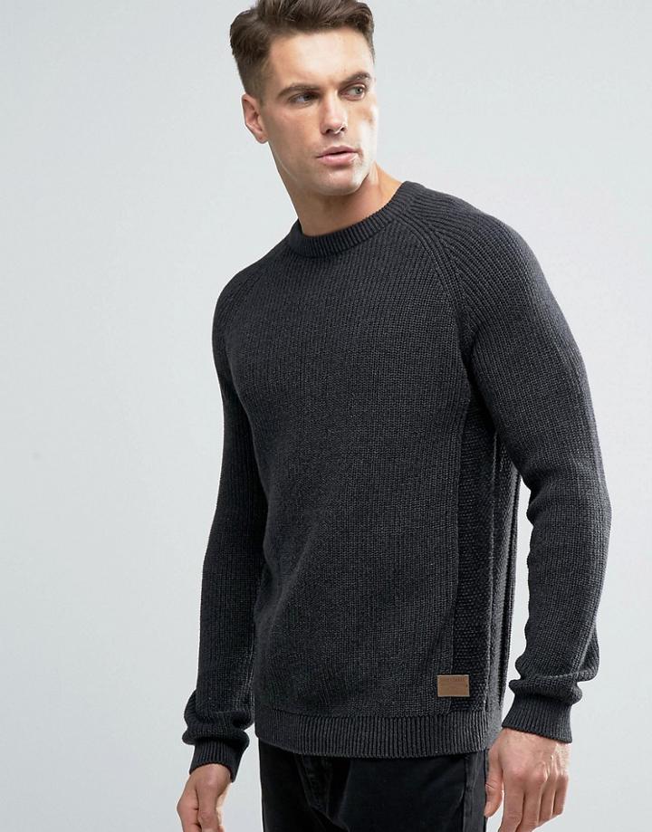 Threadbare Crew Neck Cable Knit Sweater - Gray