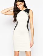 Vesper Crystal Bodycon Dress With Contrast Side Panels - Ivory