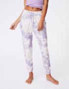 Cotton: On Super Soft Sleep Pants In Lilac Tie Dye Print-purple