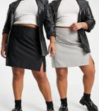 Daisy Street Plus 2 Pack A-line Mini Skirt In Gray And Black-multi