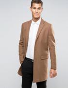 New Look Wool Overcoat In Camel - Tan