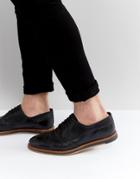 Asos Brogue Shoes In Black Leather With Wedge Sole - Black