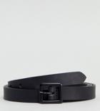 Asos Plus Smart Skinny Leather Belt With Matte Coated Buckle In Black - Black