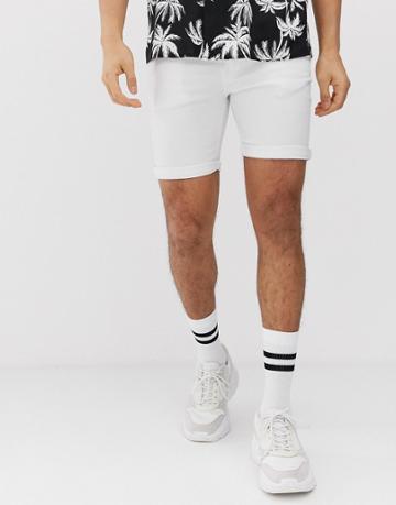 Boohooman Skinny Denim Shorts In White - White