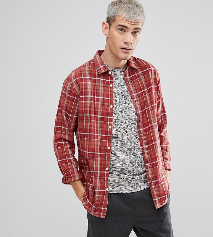 Selected Homme Slim Fit Check Shirt In Heavy Cotton - Red
