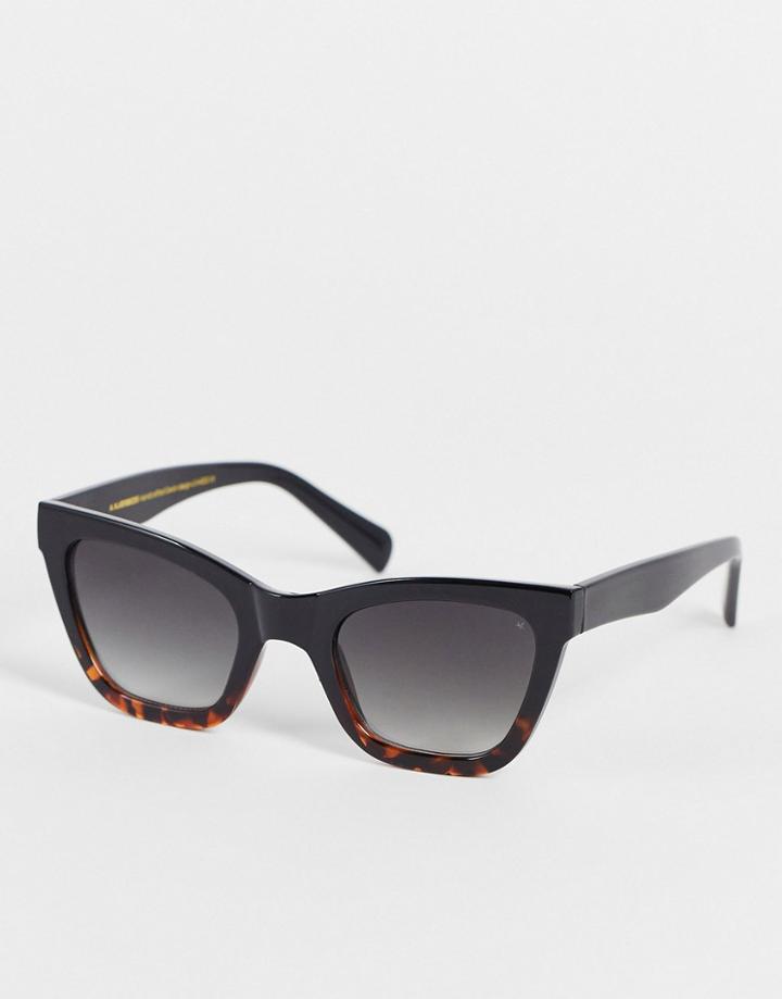 A.kjaerbede Big Kanye Cat Eye Sunglasses In Black/demi Tortoise