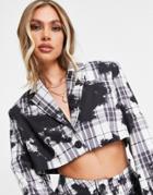 Jaded London Cropped Blazer In Gray Print - Part Of A Set-grey