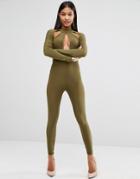 Club L Cut Out Jumpsuit - Green