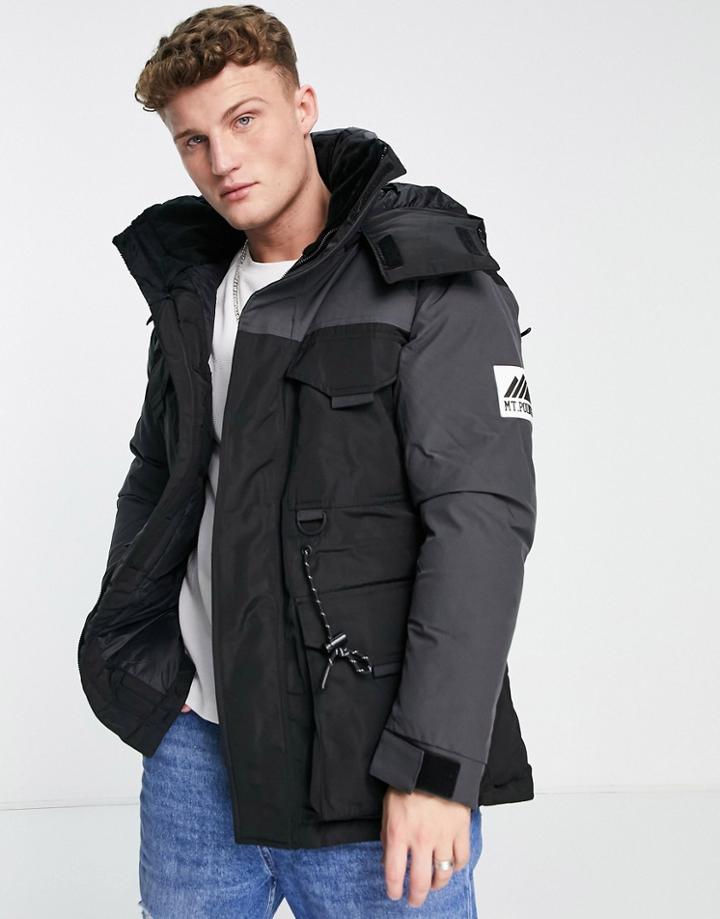 River Island Utility Hiker Coat In Black