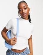 Asos Design Fitted T-shirt With Turtle Neck In White