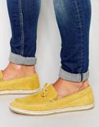 Asos Loafers With Tie Front In Mustard Yellow Suede - Yellow