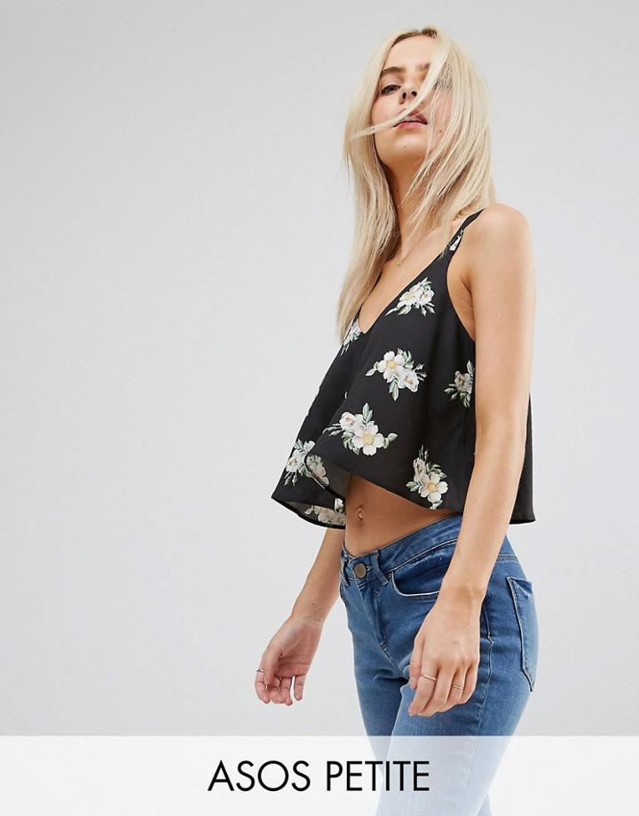 Asos Petite Cropped Swing Cami In Floral - Multi