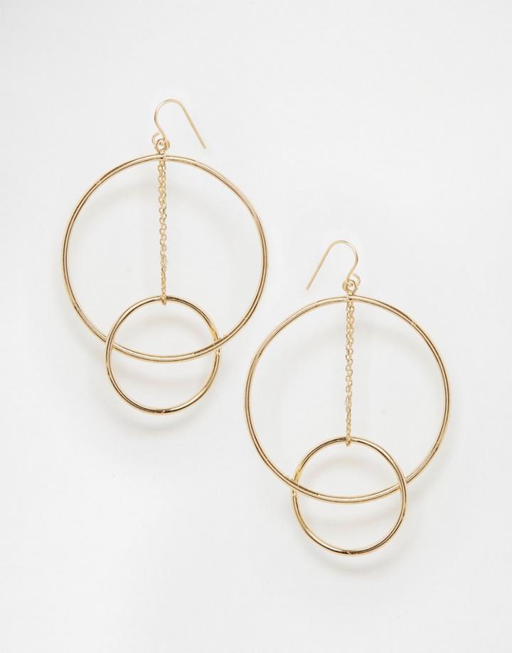 Asos Open Circle Drop Earrings - Gold