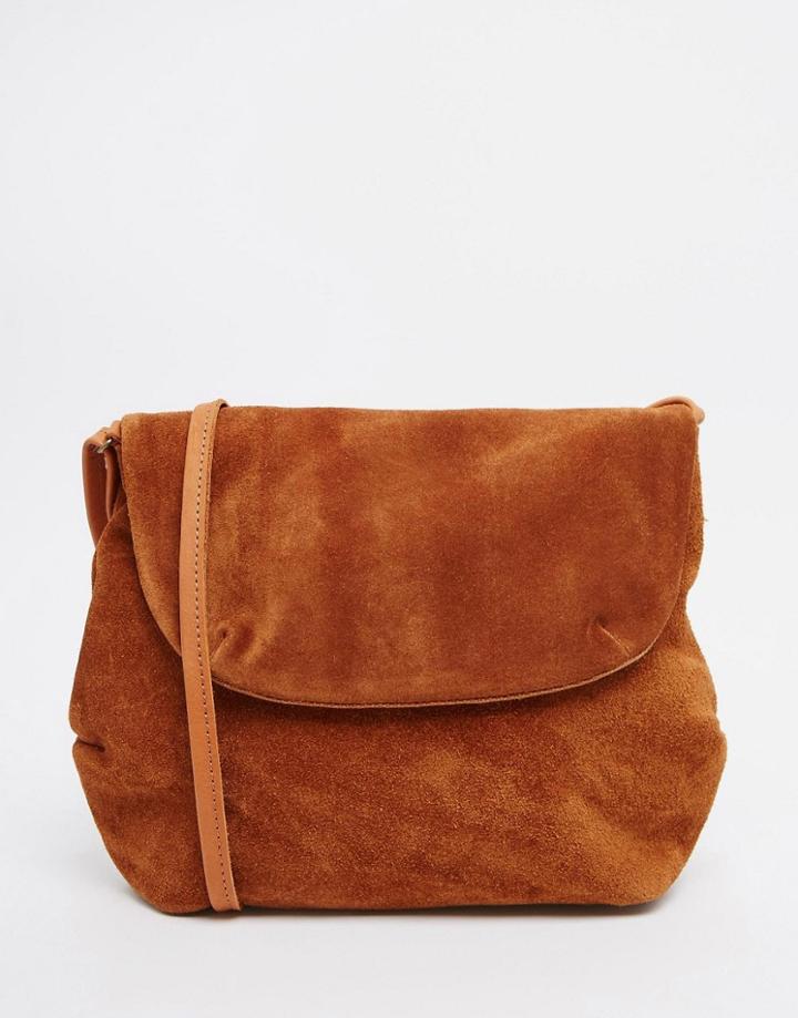 Pieces Suede Cross Body Bag - Tan